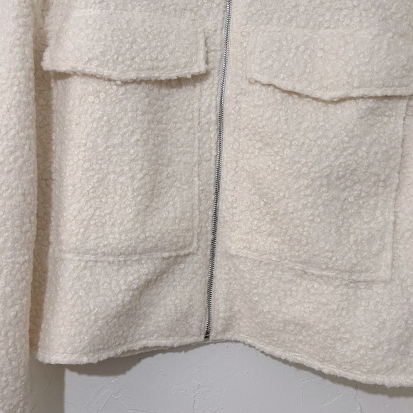 Elodie Women's Minimalist Cozy Full Zip Boucle Cream Jacket Sz XL - Picture 4 of 12